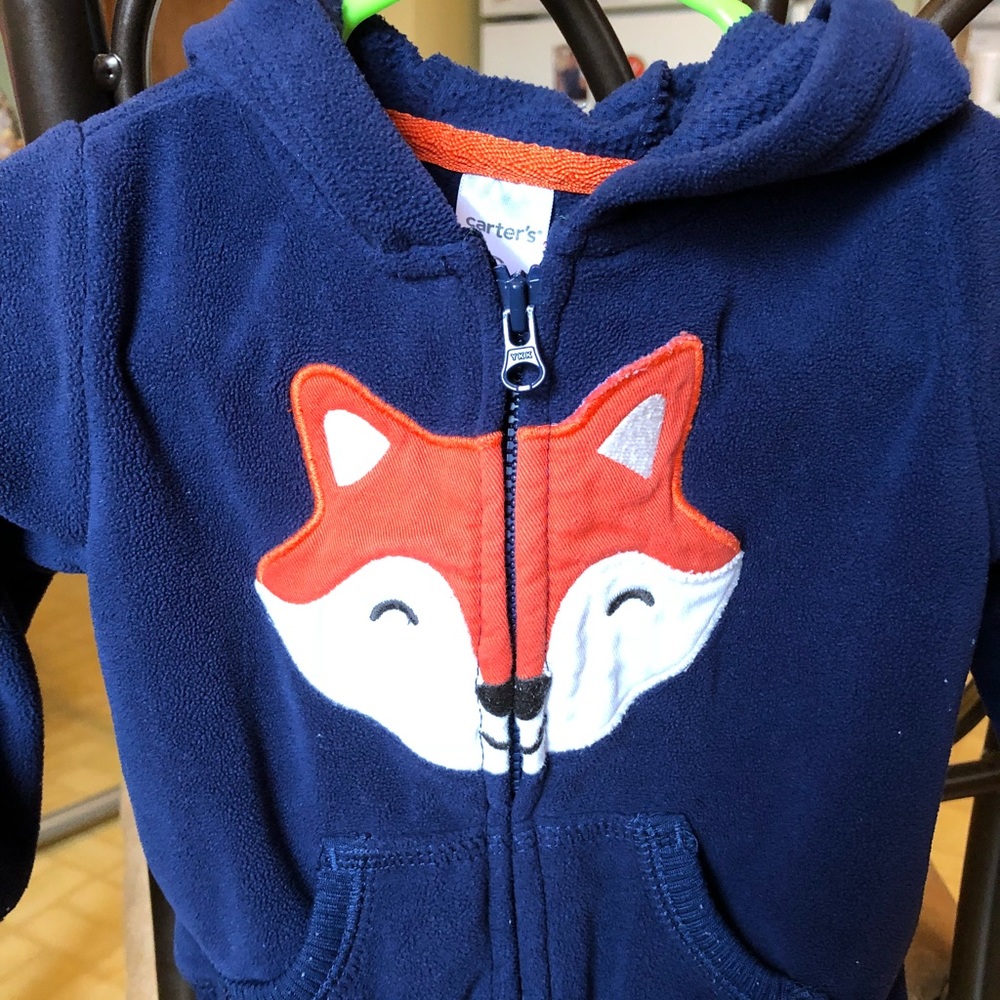 Zip up fox hoodie with pockets